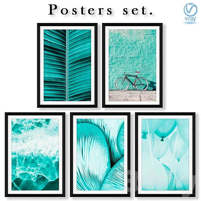 Abstract posters in mint colors. 3DSMax File