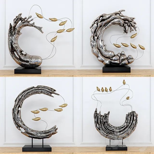 Abstract RESIN sculpture with birds 3DS Max Model