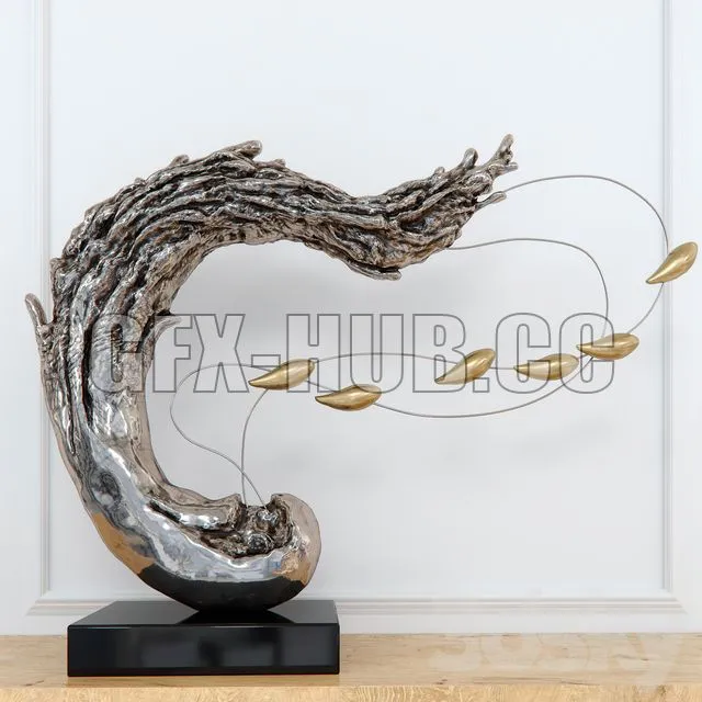 Abstract RESIN sculpture with birds 3dsMax Model