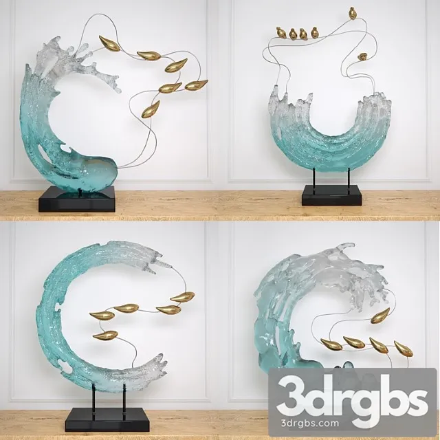 Abstract resin  with birds glass material 3dsmax Download