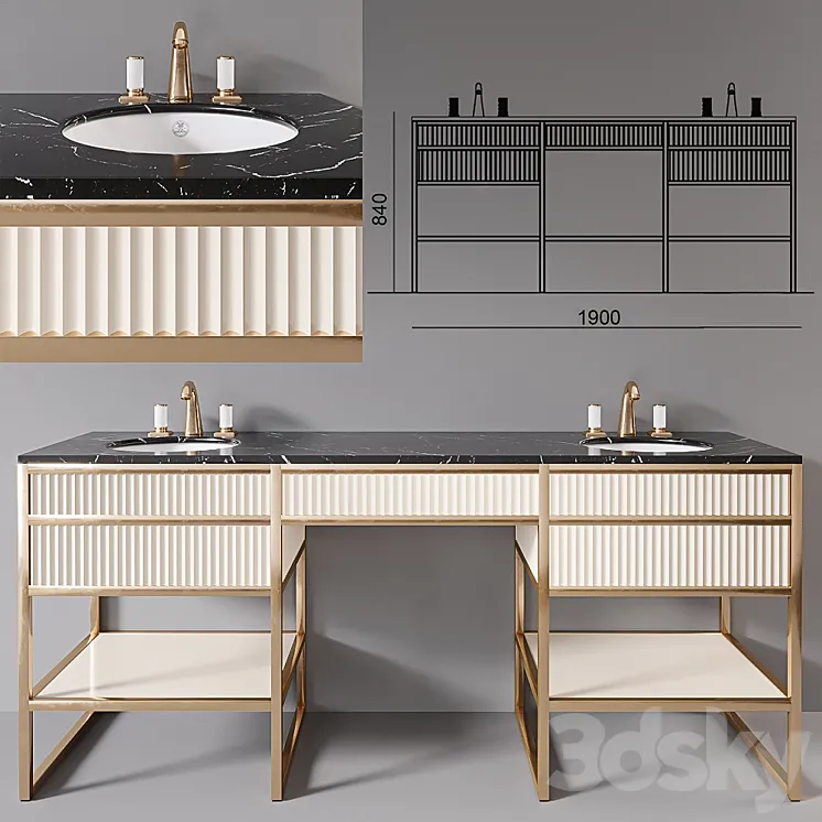 Academy 2x Nero marquinia Console by Oasis Group 3DS Max