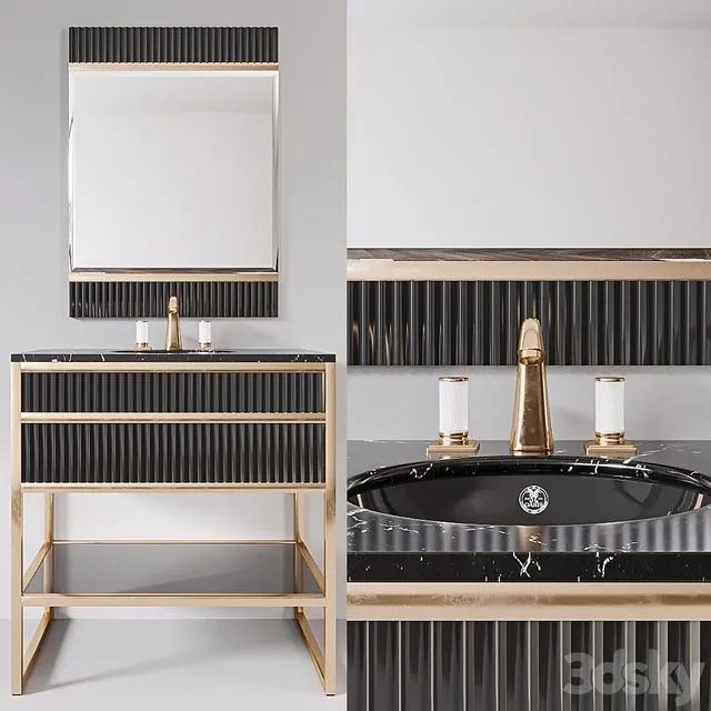 Academy nero marquinia black glass Console by Oasis Group 3dsMax Model