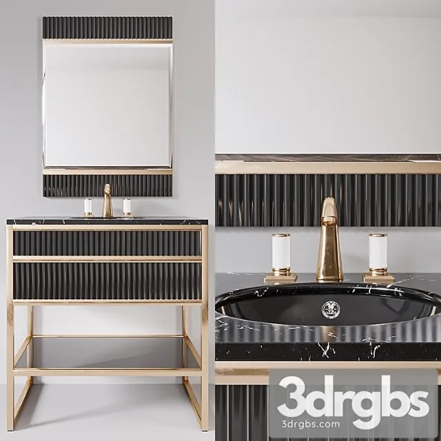 Academy Nero Marquinia Black Glass Console by Oasis Group