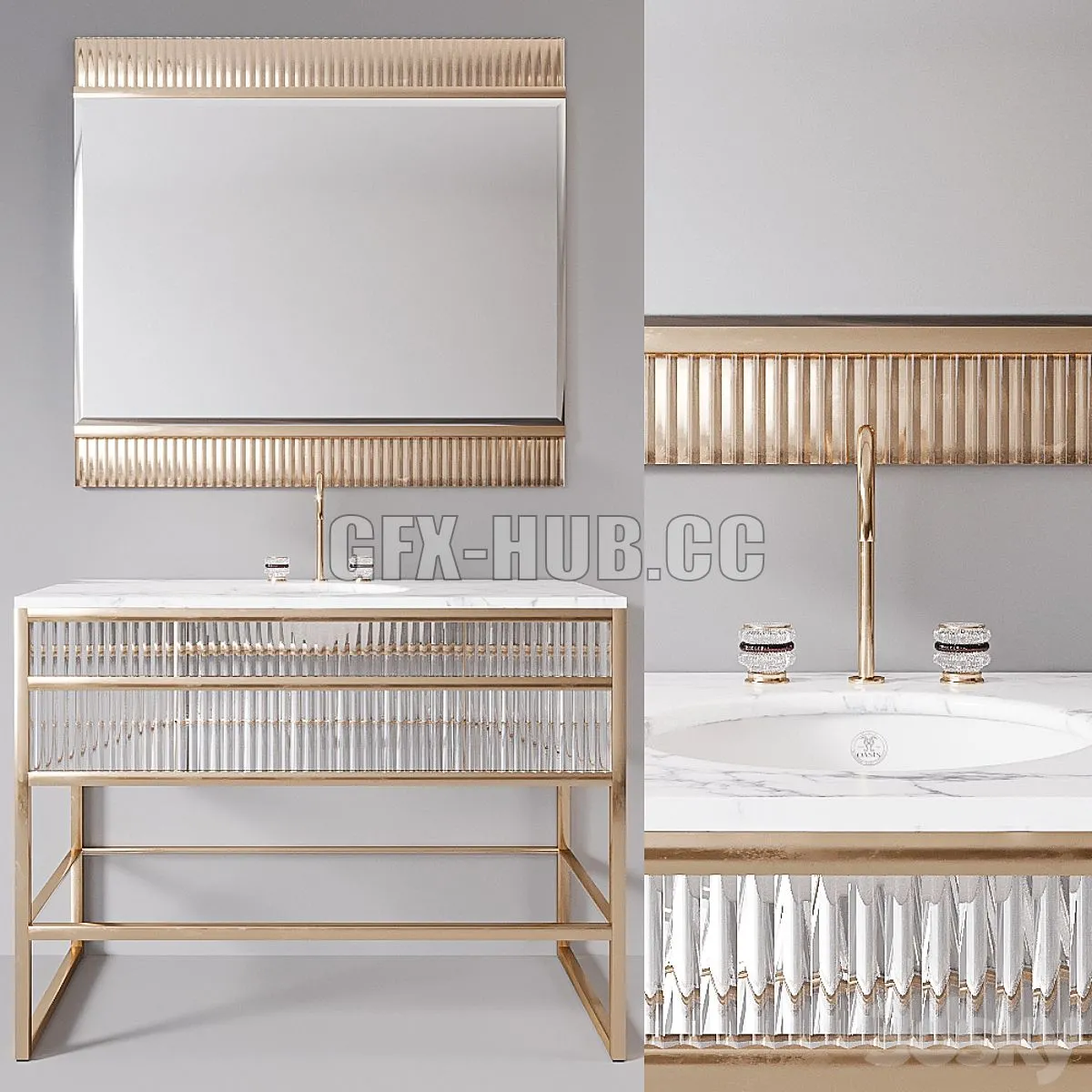 Academy white marble Console by Oasis Group 3dsMax Model