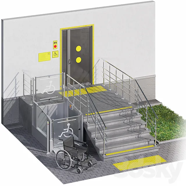 Accessible environment for people with limited mobility 3DS Max Model