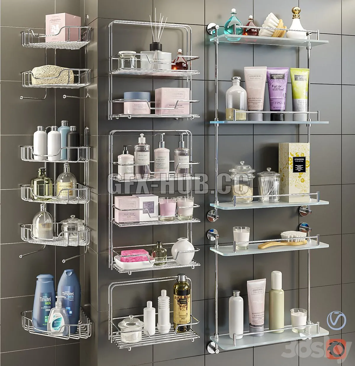Accessories and cosmetics for the bath and Axentia shelves Bemeta set 1 3dsMax Model