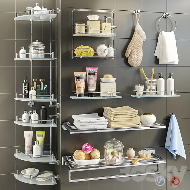 Accessories and cosmetics for the bath + Axentia shelves. Bemeta set 2 3DSMax File