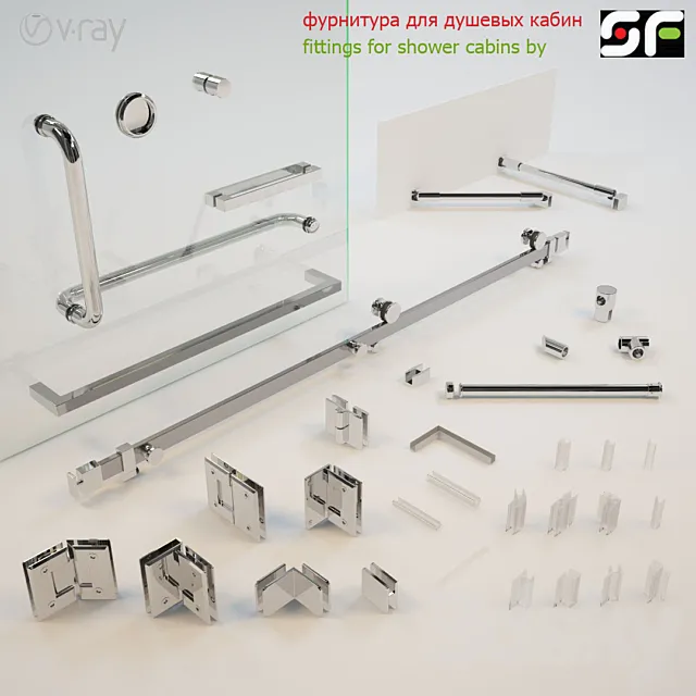 Accessories for glass shower enclosures 3DSMax File
