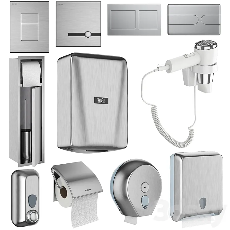 Accessories for public toilets set 151 part 2 3DS Max