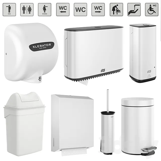 Accessories for public toilets white set 153 part 5 3ds Max