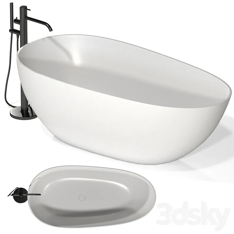 Acrylic bathtub Abber AB9211 170×80 freestanding 3DS Max