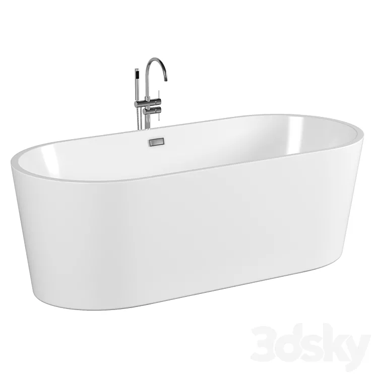 Acrylic bathtub Art & Max AM-525-1700-745 3DS Max Model