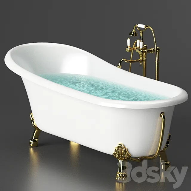 Acrylic bathtub BelBagno BB04 + Cezares mixer 3ds Max