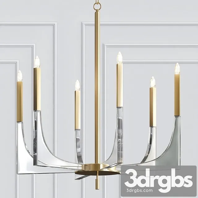 Acrylic brass finish chandelier 6 lights 3dsmax Download