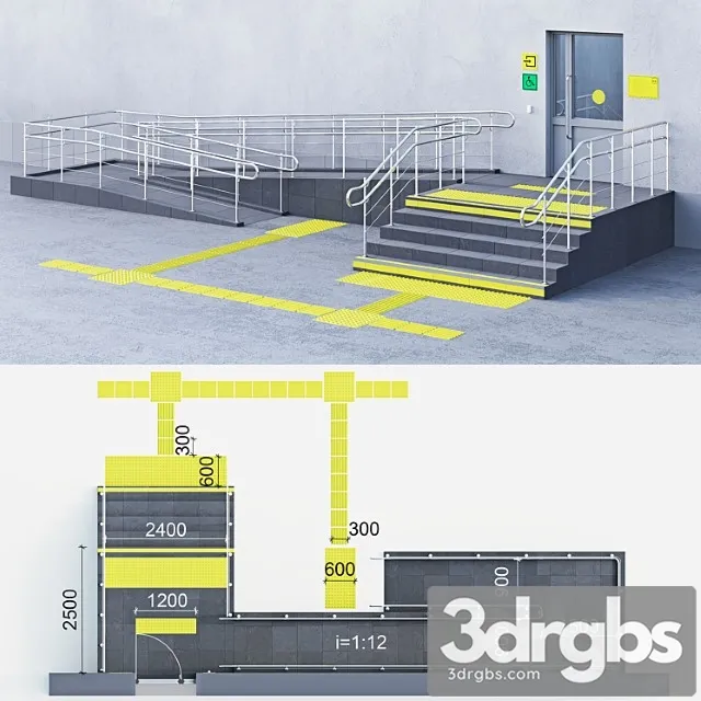 Adaptation of the entrance to the building for the disabled 3dsmax Download