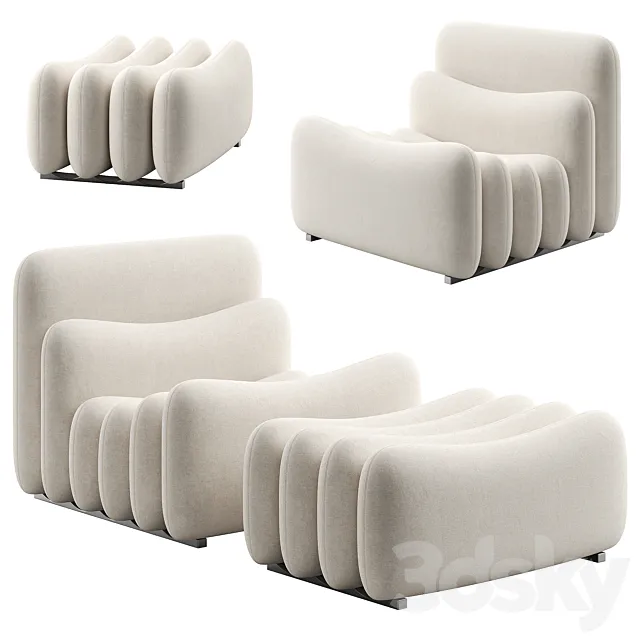 Additional System Armchair with Footstool 3ds Max