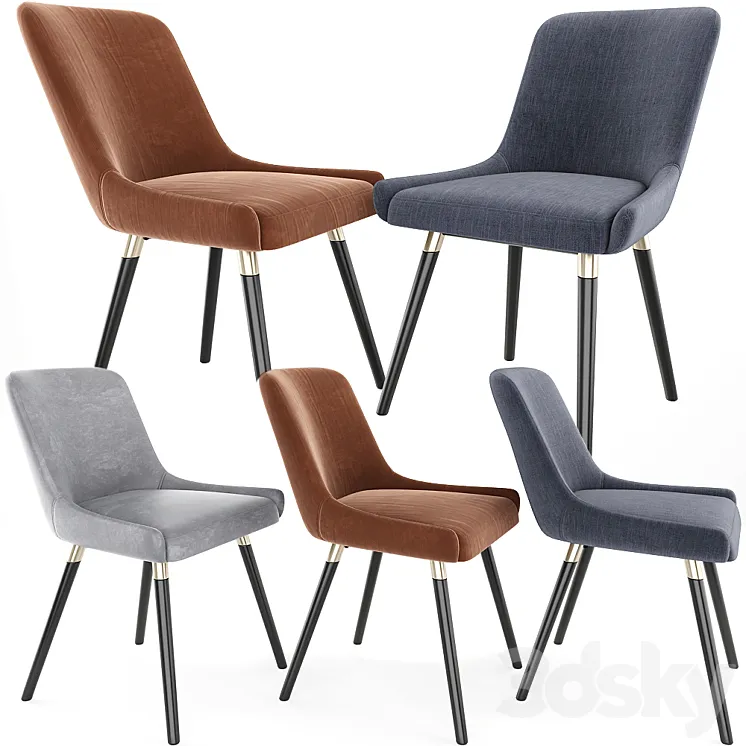 Ade Modern Gray Fabric Dining Chairs 3DS Max