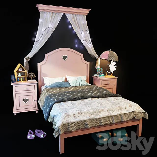 Adelina bed is pink. Whatnot 3ds Max