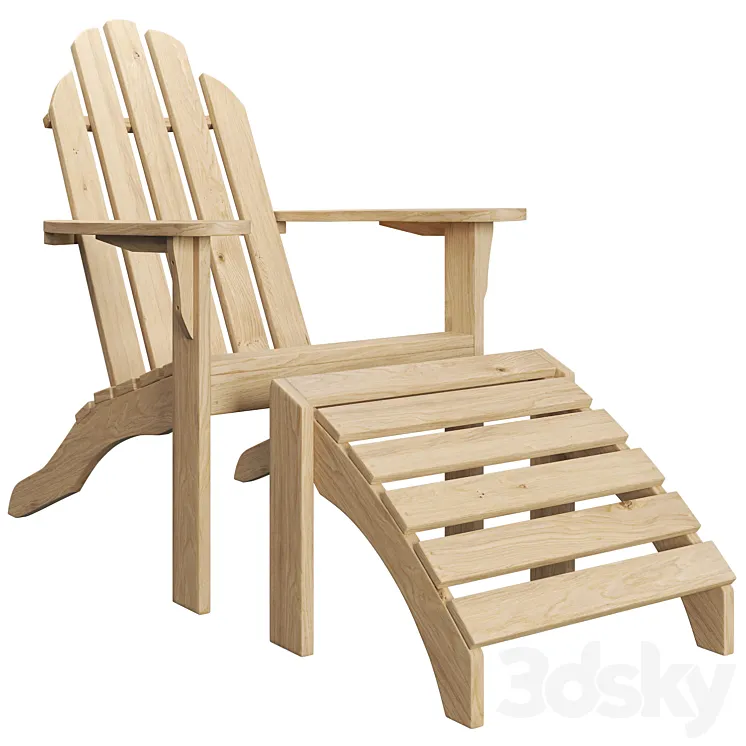 ADIRONDACK lounge chair with footrest 3DS Max Model