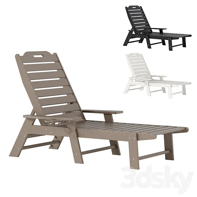 adjustable all-weather adirondack lounger with cup holder 3DS Max Model