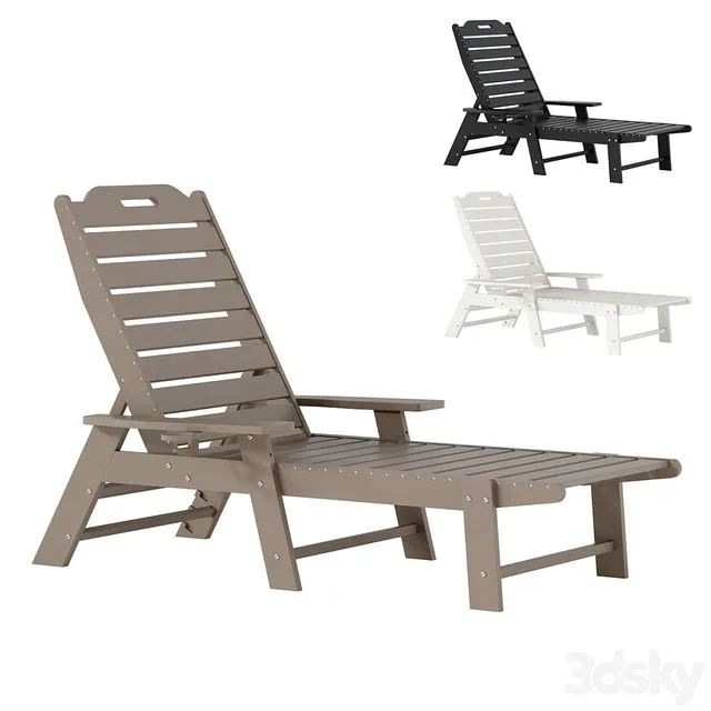 Adjustable all-weather adirondack lounger with cup holder 3dsMax Model
