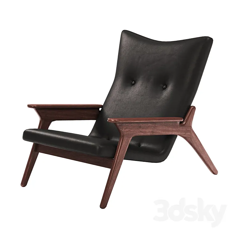 Adrian Pearsall Black Leather Lounge Chair 3DS Max
