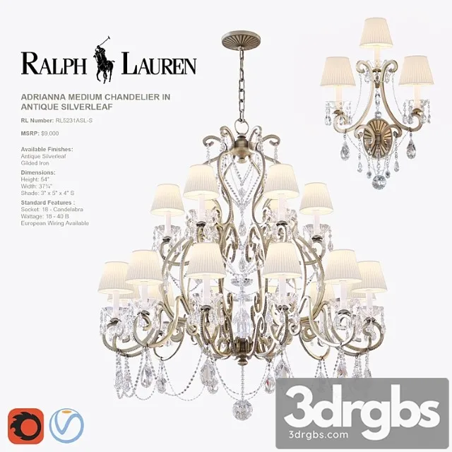 Adrianna Medium Chandelier And Triple Sconce In Antique Silverleaf 1 3dsmax Download