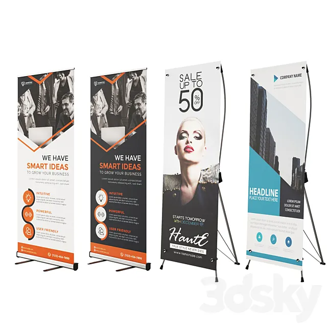 Advertising Banner Stands 3DS Max Model