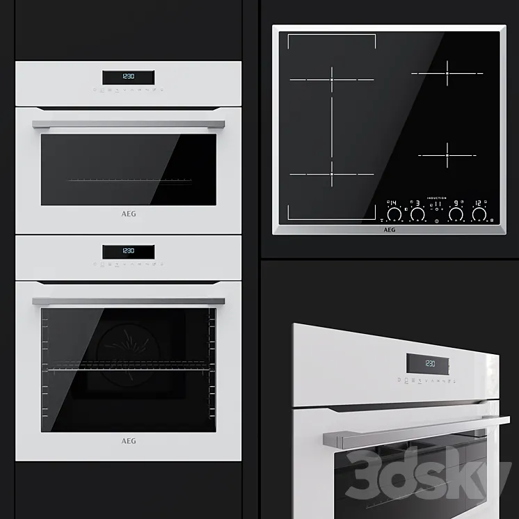 AEG – an oven BCR742350W a compact oven KMR761000W and a hob IKK64545XB 3DS Max