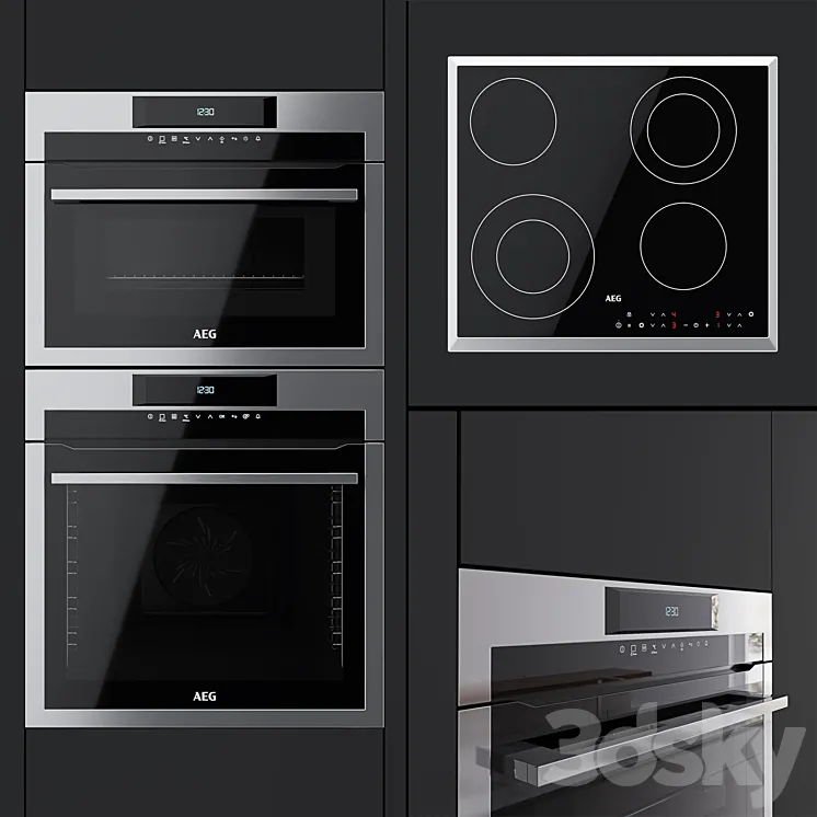 AEG – an oven BPM742320M a compact oven KMM761000M and a hob HK563402XB 3DS Max