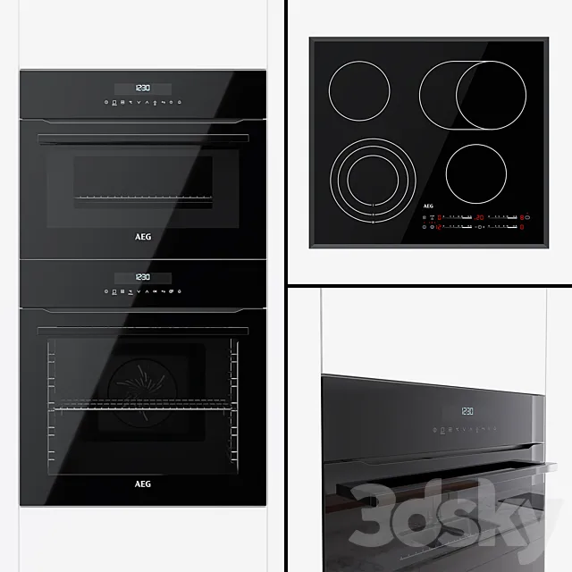 AEG – an oven BPR742320B a compact oven KMR721000B and a hob HK565407FB 3DS Max Model