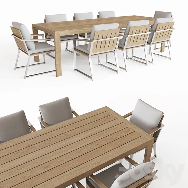 AEGEAN TEAK RECTANGULAR DINING TABLE 3ds Max