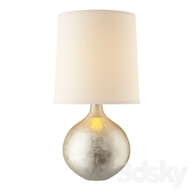 Aerin Modern Warren Mini Table Lamp In Burnished Silver Leaf With Linen Shade 3ds Max