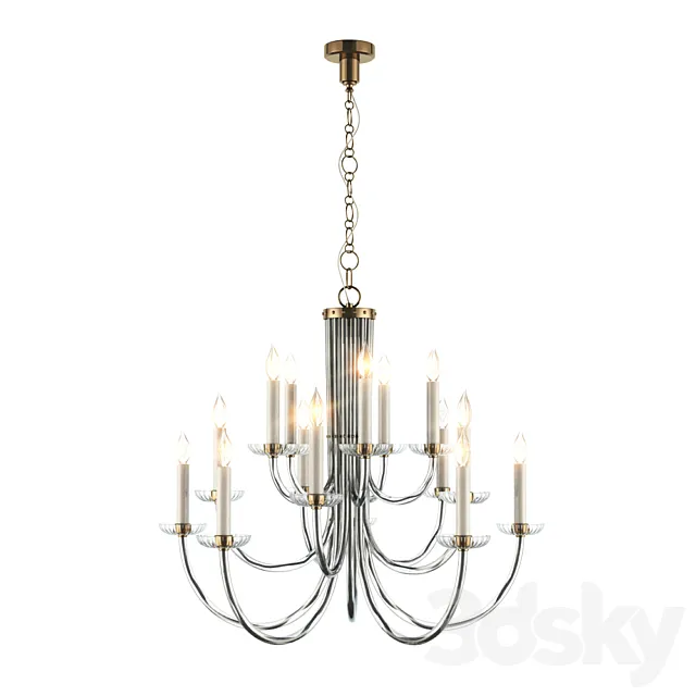 AERIN Modern Wharton Chandelier In Clear Acrylic And Hand-Rubbed Antique Brass 3ds Max