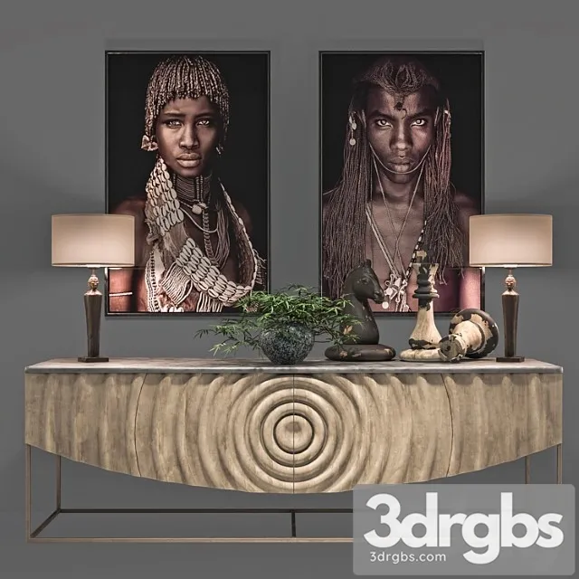 African decoration console set 2 3dsmax Download