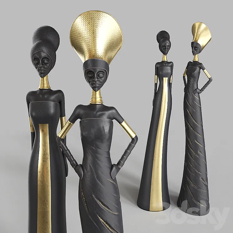 African Girls statuette 3DS Max
