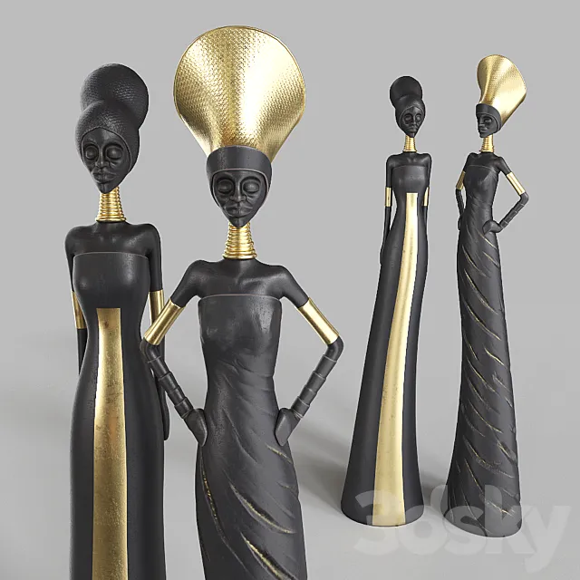 African Girls statuette 3DSMax File