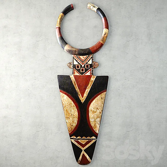 African Large Senufo Wall Mask 3DS Max Model