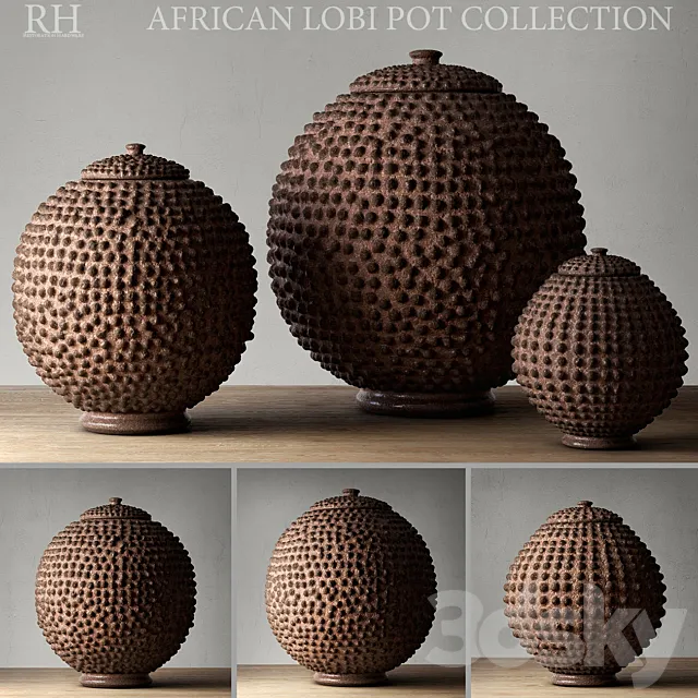 AFRICAN LOBI POT COLLECTION 3DS Max Model