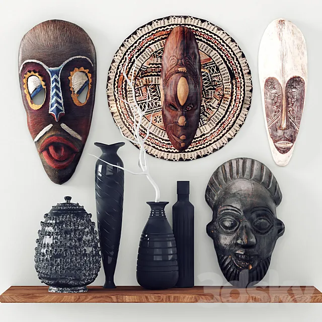 African masks – Decorative set_2 3ds Max