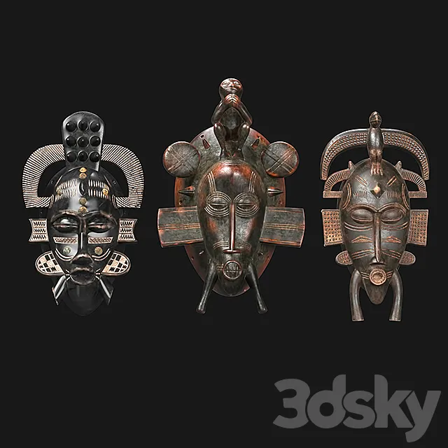 African masks of Senoufo 3ds Max