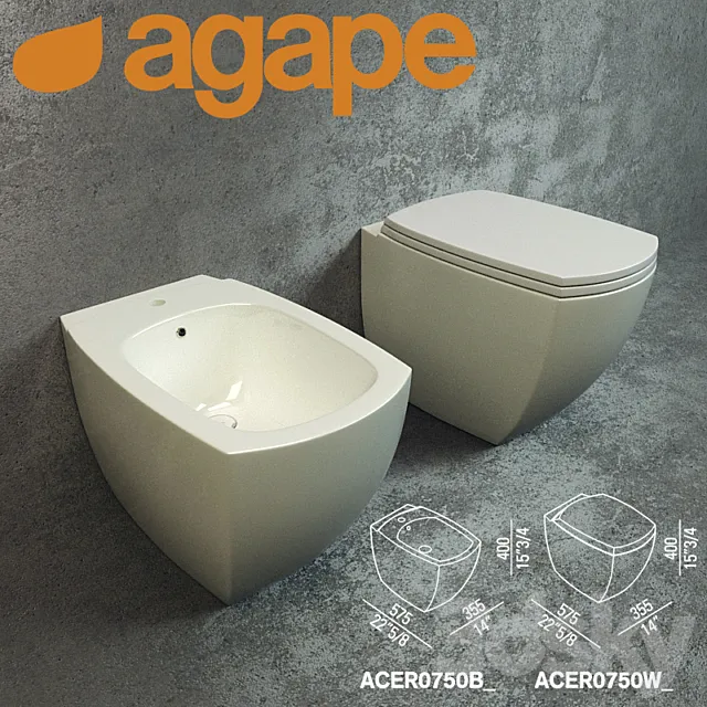 AGAPE 750 WC Bidet floor-standing Sanitary ware Benedini Associati 2005 3DSMax File