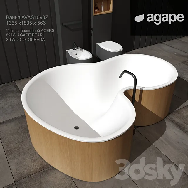 AGAPE bath toilet bidet and mixers 3ds Max