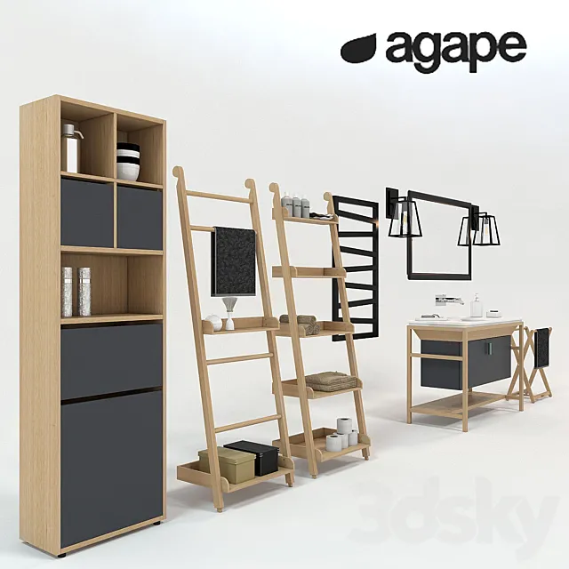 Agape set (a set of bathroom furniture) 3DSMax File