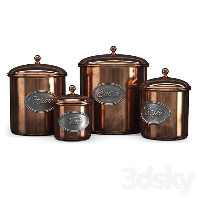 Aged copper cans 3ds Max