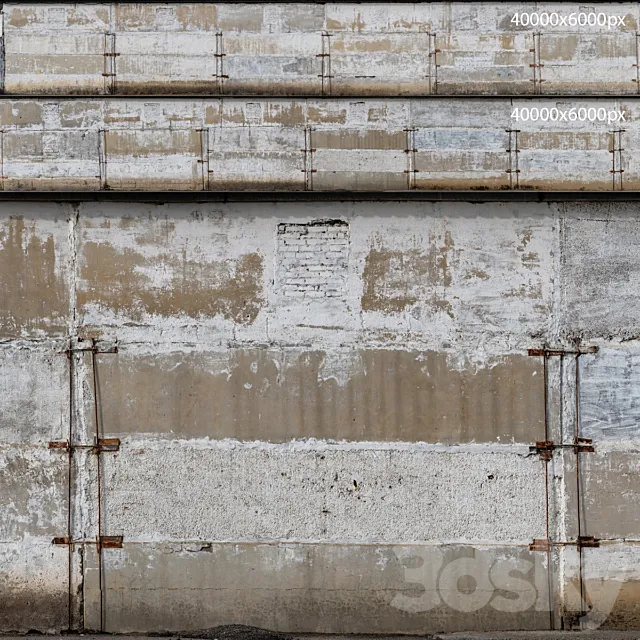 Aged industrial concrete wall. 2 pcs. 40k 3ds Max