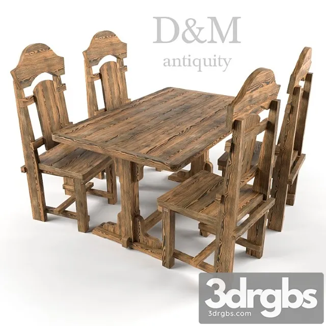 Aged table and chairs from d & m 2 3dsmax Download
