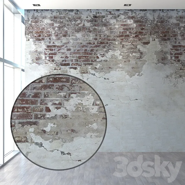 Aged wall with masonry 3ds Max