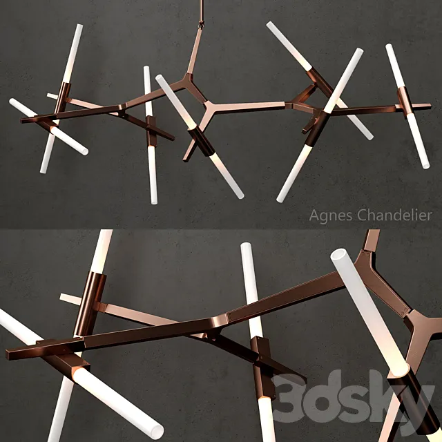 Agnes Chandelier 14 lights COPPER 3ds Max