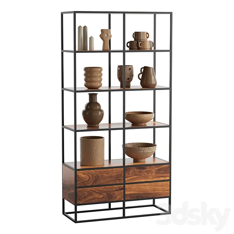 Agra Solid acacia and metal Bookcase 3DS Max